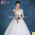 2017 fashionable lace appliues off-shoulder slim fit puffy ball gown cheap plus size wedding dress